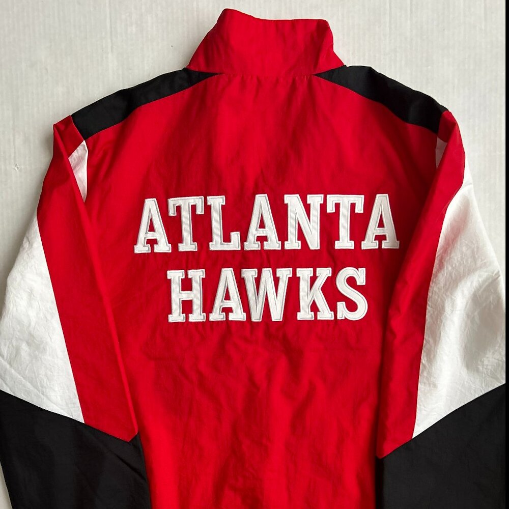 ATLANTA HAWKS STARTER VARSITY JACKET RED BLACK & WHITE SIZE LARGE